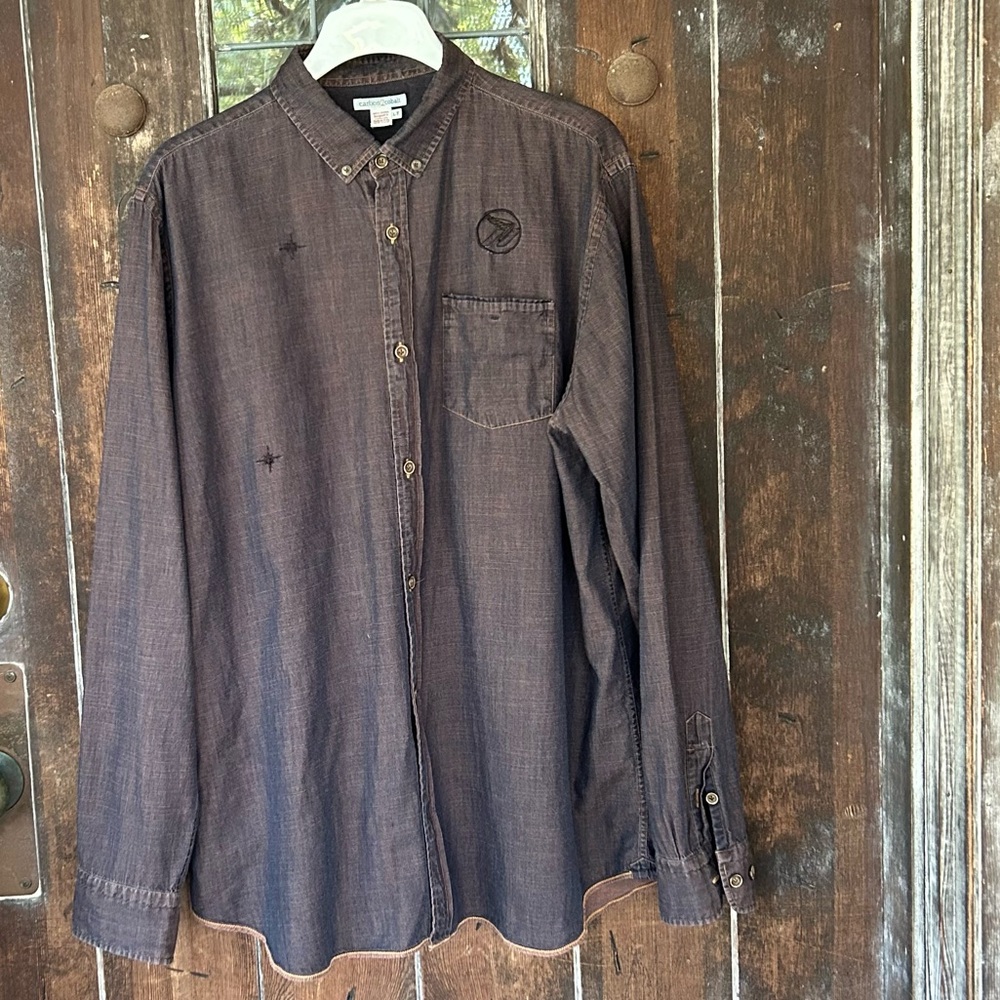Carbon2Colbalt | TALL Cotton Chambray  Shirt Moto vibes Made in Italy